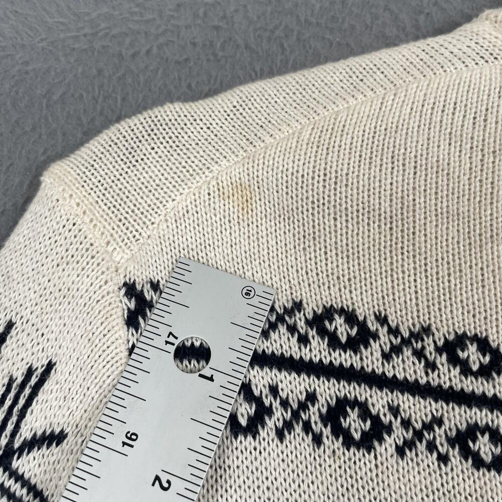Aspen Sweater Mens Small White Navy Half Zip Pullover Snowflake Fair Isle Winter - Picture 5 of 15